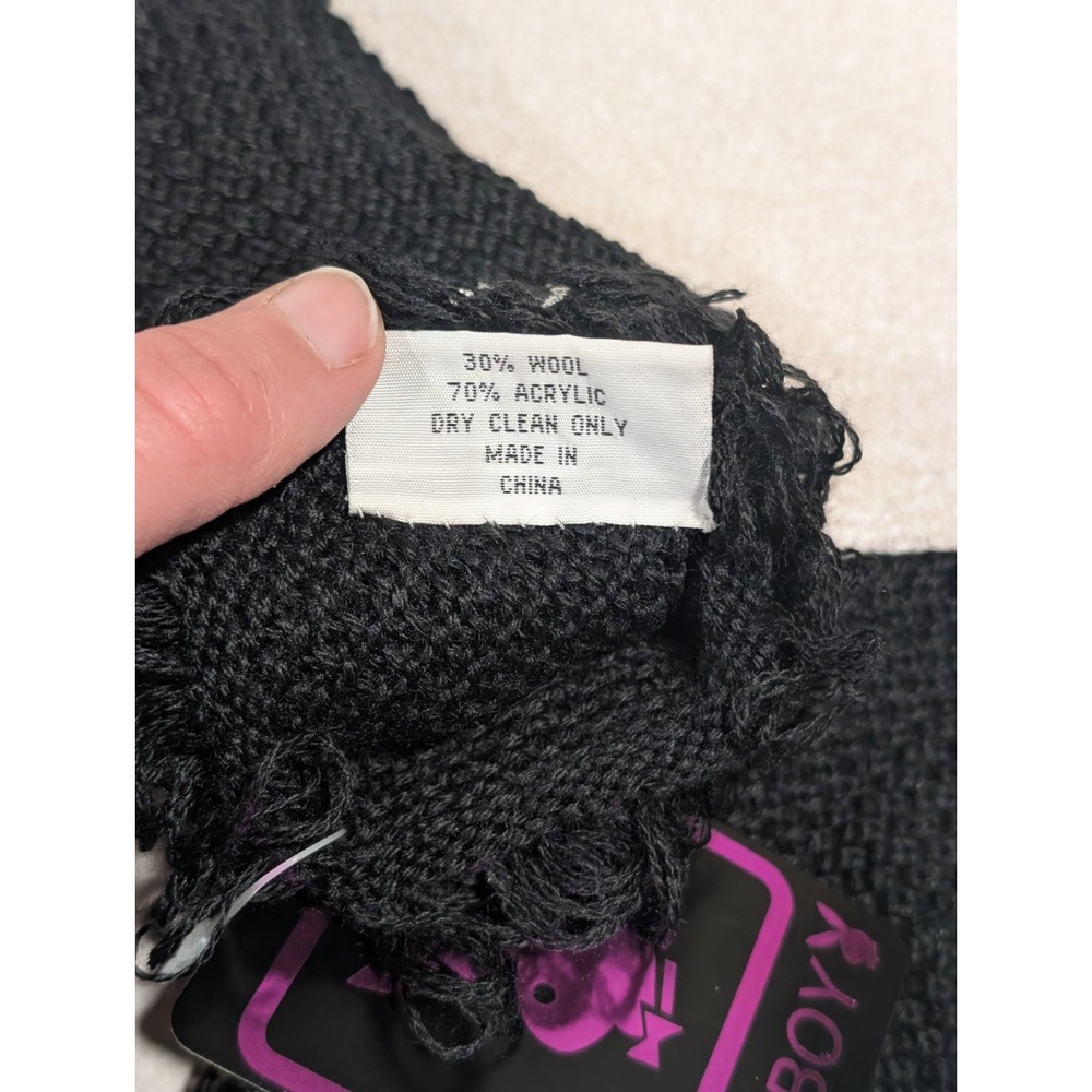 2006 PLAYBOY Logo Black Crochet Women's Gloves Size Med. Stretch Wool Blend New - Picture 6 of 8